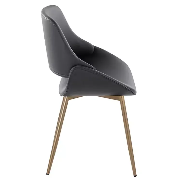 Kirklands Home Accent Chairs|Faux Leather Scooped Accent Chairs, Set of 2 Black