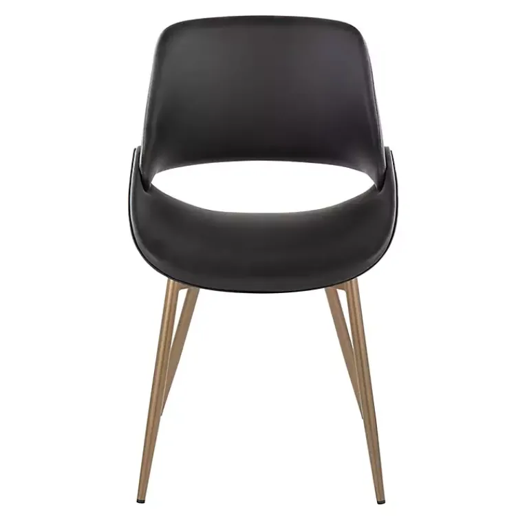 Kirklands Home Accent Chairs|Faux Leather Scooped Accent Chairs, Set of 2 Black