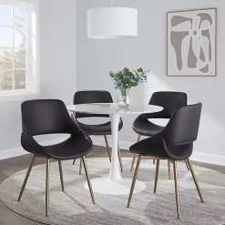 Kirklands Home Accent Chairs|Faux Leather Scooped Accent Chairs, Set of 2 Black