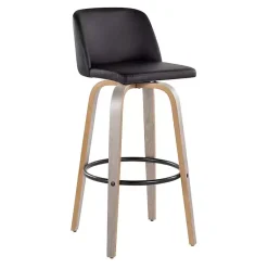 Kirklands Home Bar Stools & Counter Height Stools|Faux Leather Torino Bar Stools, Set of 2 Black