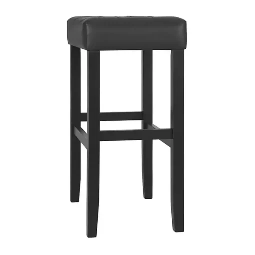 Kirklands Home Bar Stools & Counter Height Stools|Faux Leather Tufted Madison Bar Stool Black