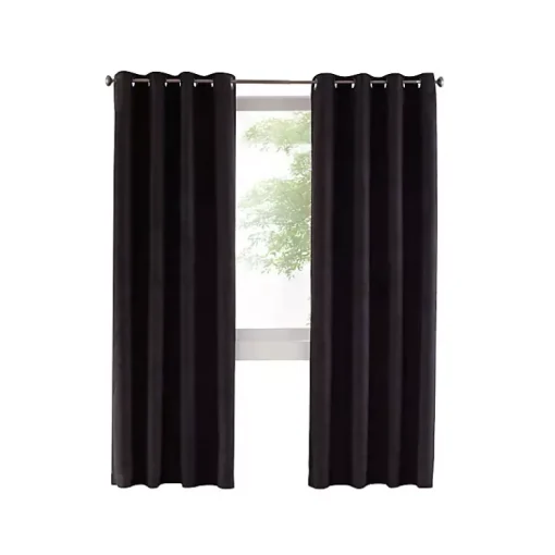 Kirklands Home Curtains & Drapes|Faux Suede out Curtain Panel, 108 in. Black