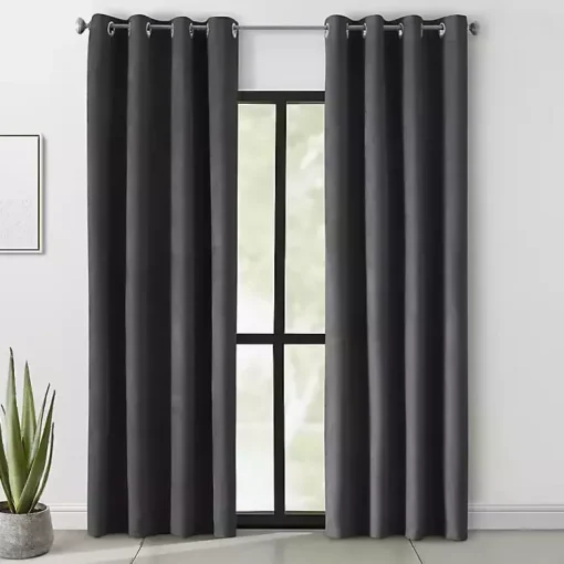 Kirklands Home Curtains & Drapes|Faux Suede out Curtain Panel, 108 in. Black
