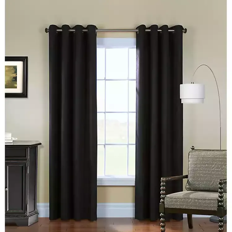 Kirklands Home Curtains & Drapes|Faux Suede out Curtain Panel, 108 in. Black