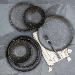 Kirklands Home Outdoor Dining|Faye Melamine Dinner Plates, Set of 6 Black