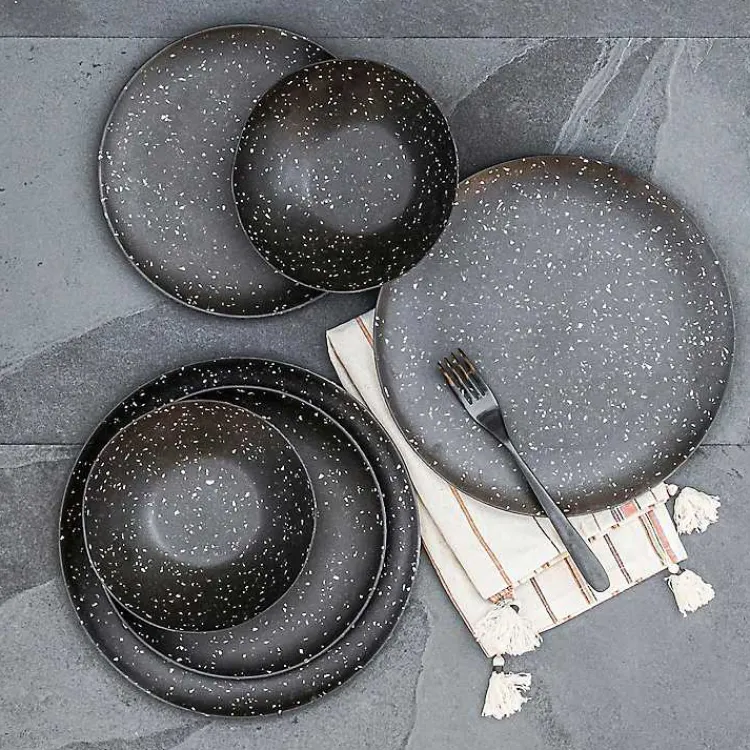 Kirklands Home Outdoor Dining|Faye Melamine Dinner Plates, Set of 6 Black