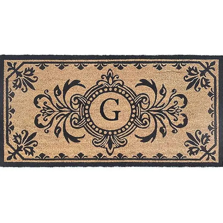 Kirklands Home Doormats|Black Fleur De Lis Monogram G Doormat