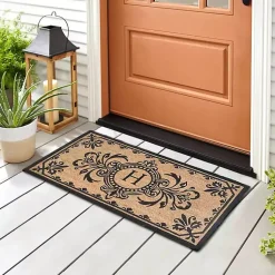 Kirklands Home Doormats|Black Fleur De Lis Monogram H Doormat