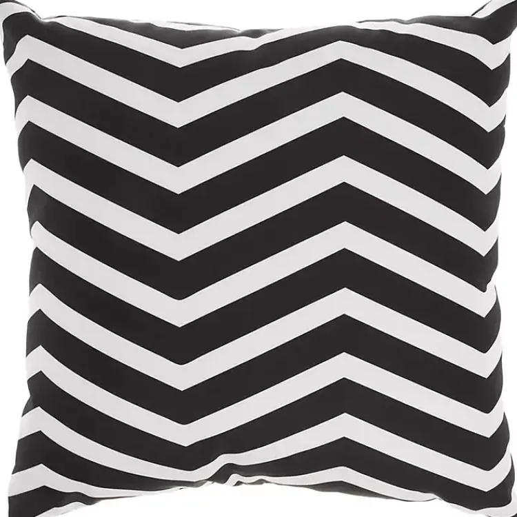 Kirklands Home Outdoor Cushions & Pillows|Floral Chevron Outdoor Throw Pillow Black