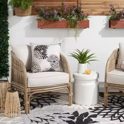 Kirklands Home Outdoor Cushions & Pillows|Floral Chevron Outdoor Throw Pillow Black