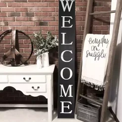 Kirklands Home Garden Decor|Foldable Welcome Porch Board Black