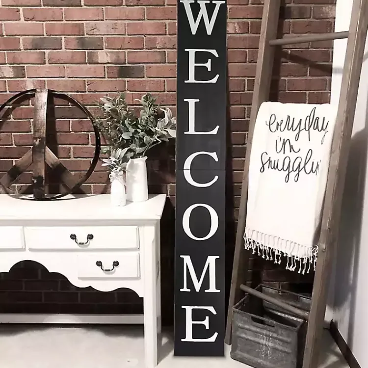 Kirklands Home Garden Decor|Foldable Welcome Porch Board Black