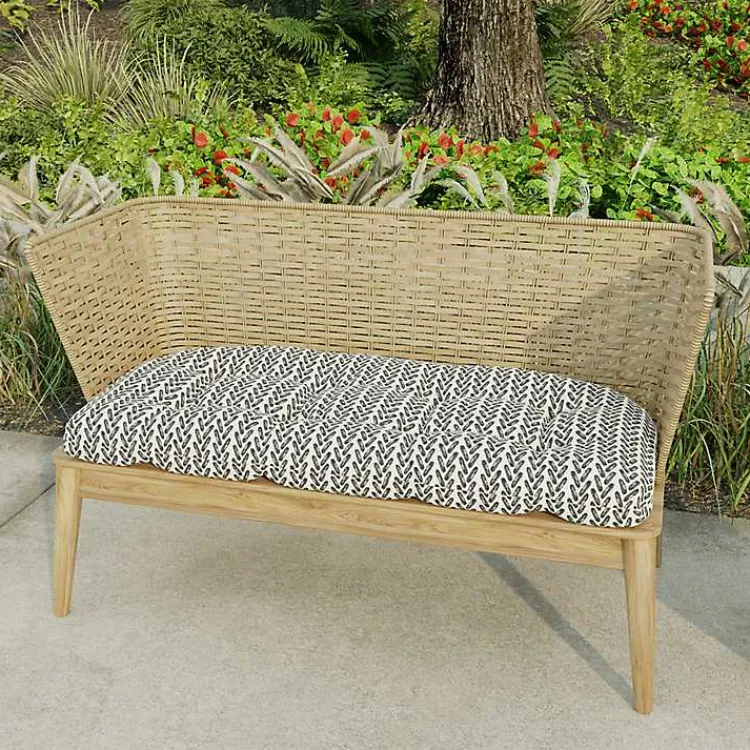 Kirklands Home Outdoor Cushions & Pillows|French Edge Outdoor Wicker Settee Cushion Black
