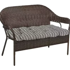 Kirklands Home Outdoor Cushions & Pillows|French Edge Outdoor Wicker Settee Cushion Black