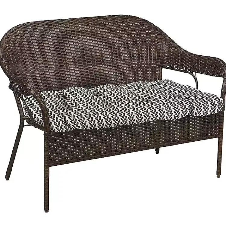 Kirklands Home Outdoor Cushions & Pillows|French Edge Outdoor Wicker Settee Cushion Black