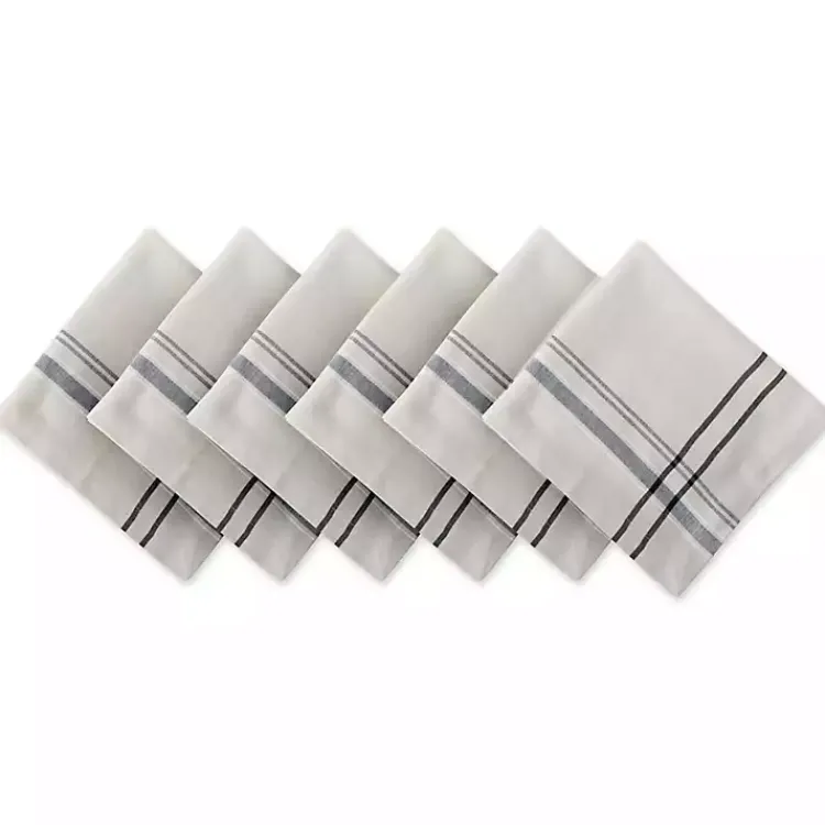 Kirklands Home Table Linens|French Stripe Napkins, Set of 6 Black