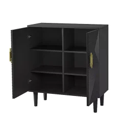 Kirklands Home Cabinets & Sideboards|Geometric Gold Handle Cabinet Black
