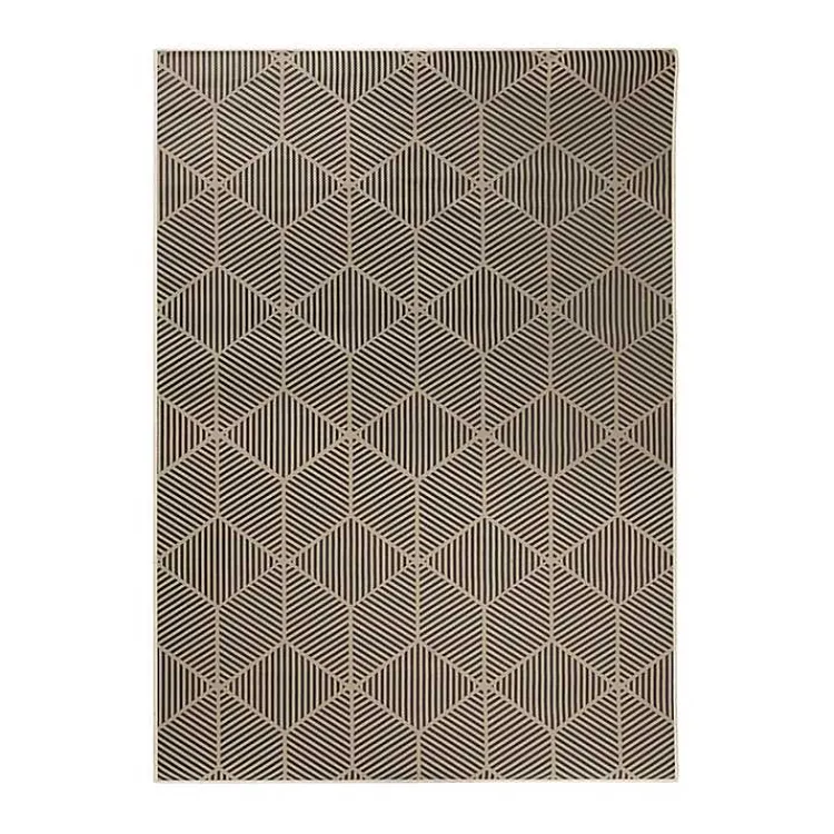 Kirklands Home Area Rugs|Black Geometric Washable Area Rug, 5x7