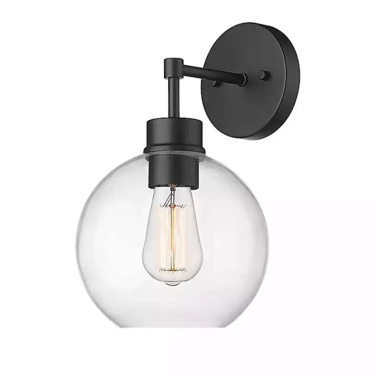 Kirklands Home Outdoor Lighting|Glass Orb Outdoor Sconce Light Black