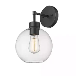 Kirklands Home Outdoor Lighting|Glass Orb Outdoor Sconce Light Black