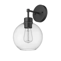 Kirklands Home Outdoor Lighting|Glass Orb Outdoor Sconce Light Black