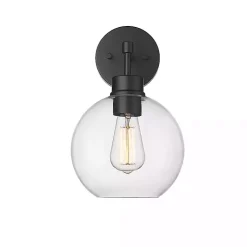 Kirklands Home Outdoor Lighting|Glass Orb Outdoor Sconce Light Black