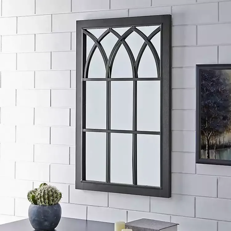 Kirklands Home Decorative Mirrors|Grandview Arched Frame Mirror Black