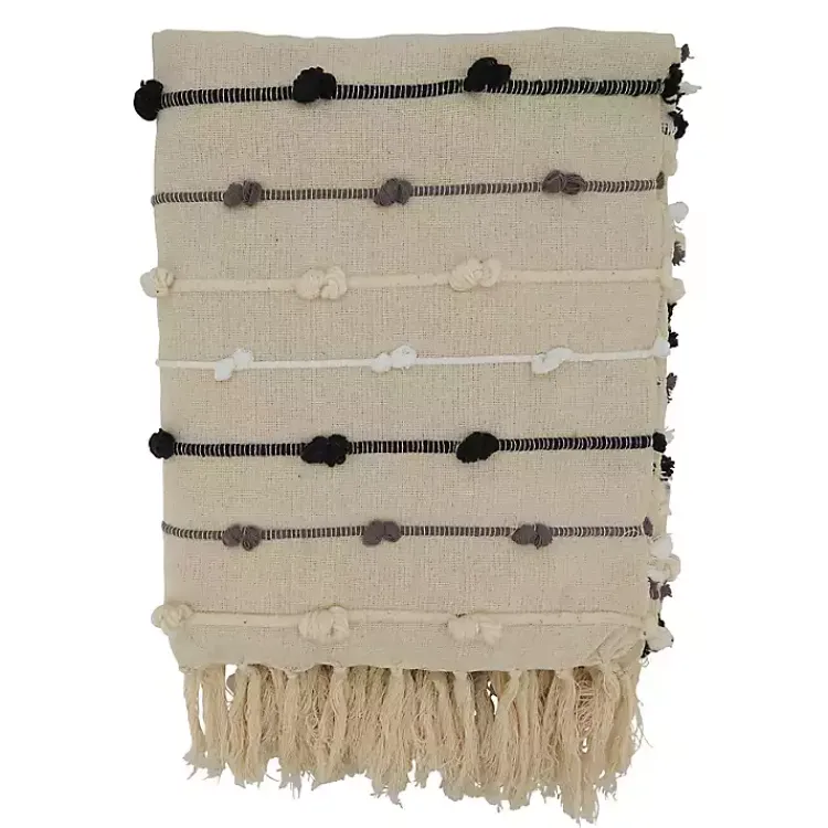 Best Black Gray Dot Striped Throw Blanket Blankets & Throws