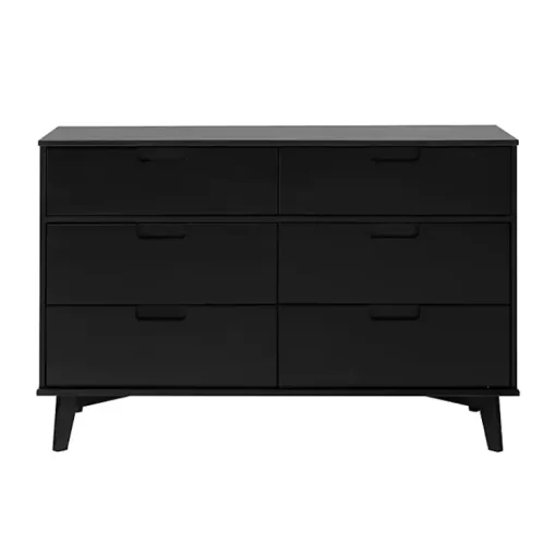 Kirklands Home Dressers & Chests|Grooved Handle 6-Drawer Dresser Black
