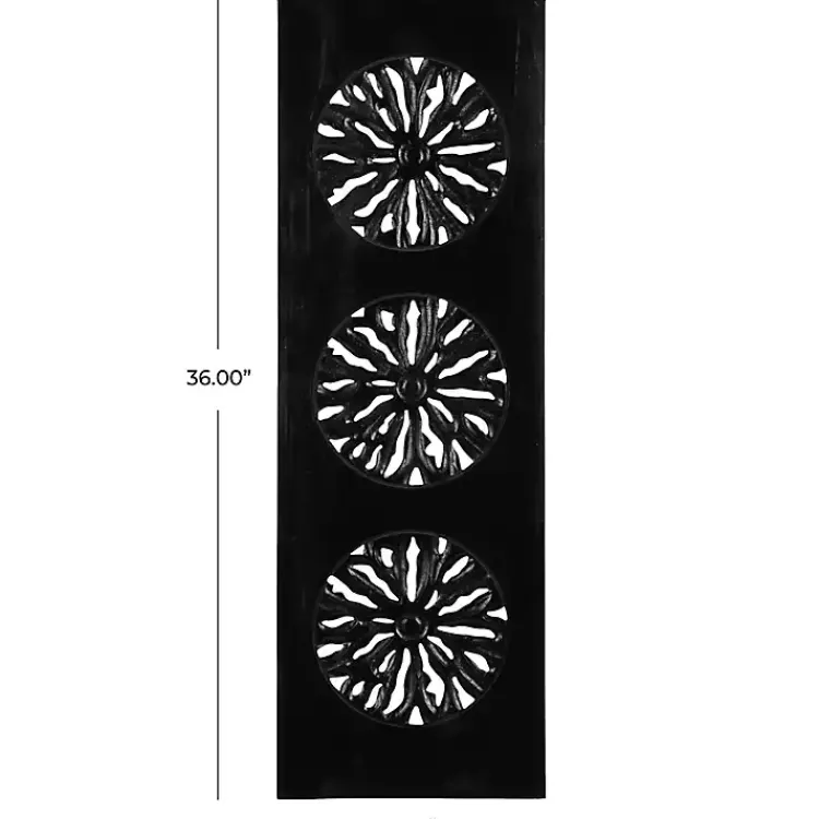 Kirklands Home Wall Plaques|Handcarved Wood Floral Wall Plaque Black