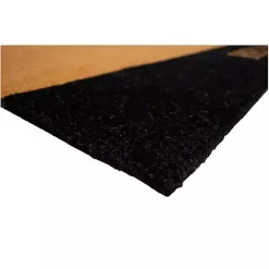 Kirklands Home Doormats|Black Hello Bold Stripe Coir Doormat, 24 in.