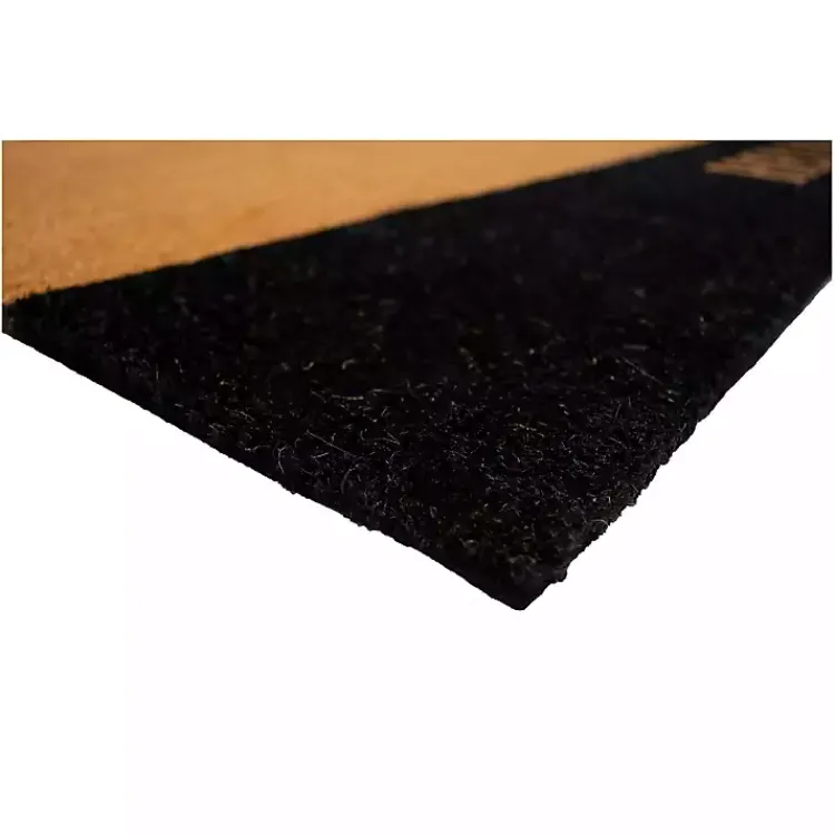 Kirklands Home Doormats|Black Hello Bold Stripe Coir Doormat, 24 in.