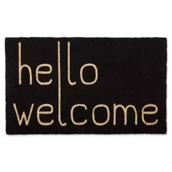 Kirklands Home Doormats|Black Hello Welcome Doormat