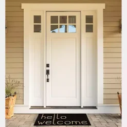 Kirklands Home Doormats|Black Hello Welcome Doormat