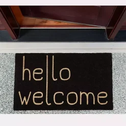 Kirklands Home Doormats|Black Hello Welcome Doormat