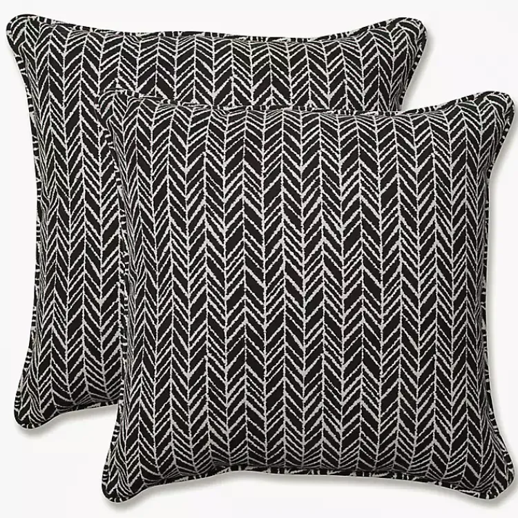 Kirklands Home Outdoor Cushions & Pillows|Herringbone Outdoor Pillows, Set of 2 Black