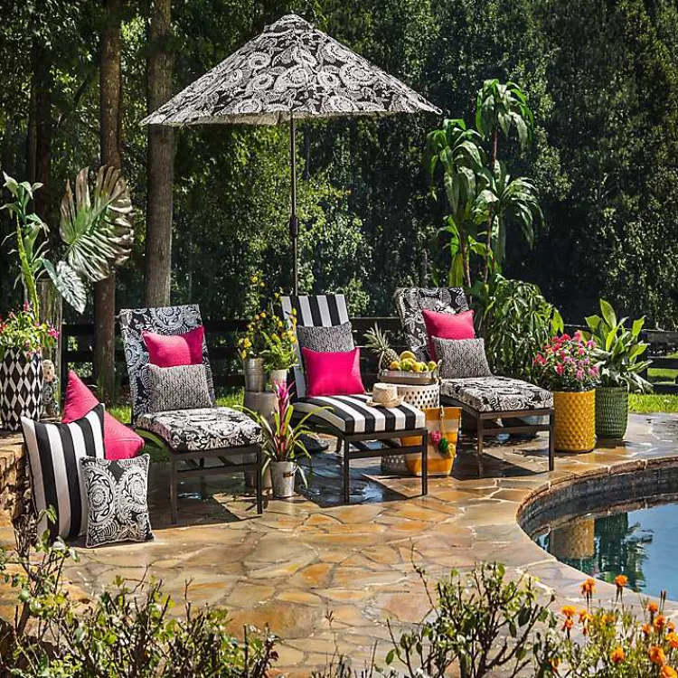 Kirklands Home Outdoor Cushions & Pillows|Herringbone Outdoor Pillows, Set of 2 Black