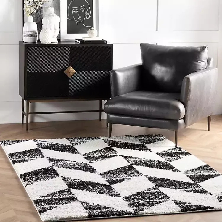Kirklands Home Area Rugs|Black Herringbone Shag Area Rug, 9x12