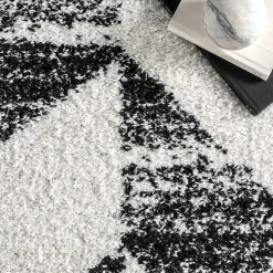 Kirklands Home Area Rugs|Black Herringbone Shag Area Rug, 9x12
