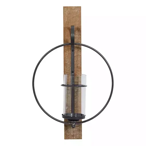 Outlet Black Hoop Glass Sleeve Wall Sconce, 24 in. Sconces