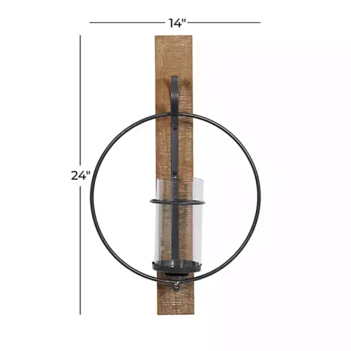 Outlet Black Hoop Glass Sleeve Wall Sconce, 24 in. Sconces