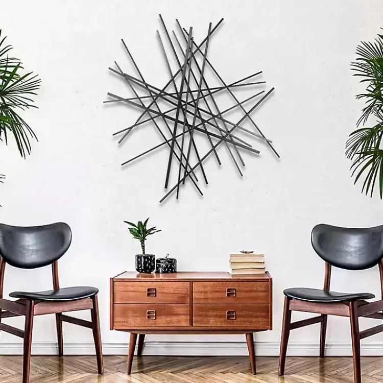 Kirklands Home Wall Plaques|Icilio Abstract Linear Wall Plaque Black