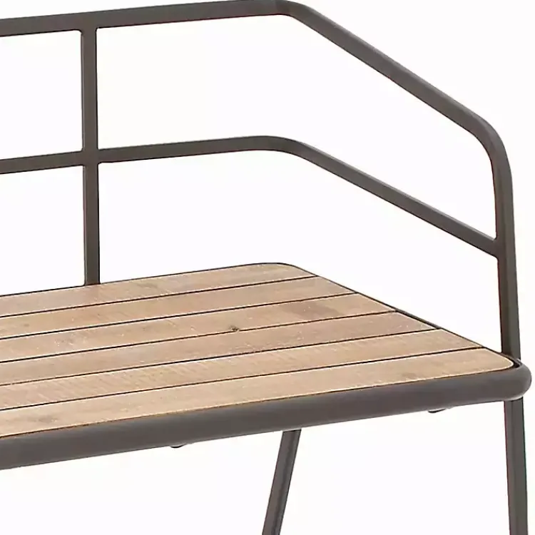Kirklands Home Benches & Ottomans|Black Iron and Wooden Seat Industrial Bench