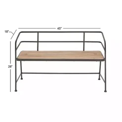 Kirklands Home Benches & Ottomans|Black Iron and Wooden Seat Industrial Bench