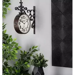 Kirklands Home Clocks|Black Iron Double Sided Scroll Wall Clock
