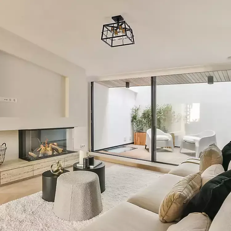 Kirklands Home Flush Mount Lighting|Ironhouse Flush Mount Light Black