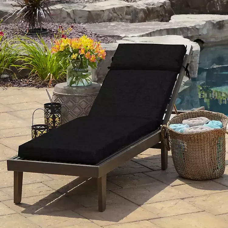 Kirklands Home Outdoor Cushions & Pillows|Leala Outdoor Chaise Cushion Black