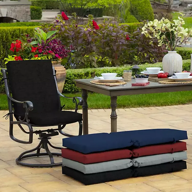 Kirklands Home Outdoor Cushions & Pillows|Leala Texture Outdoor Dining Chair Cushion Black