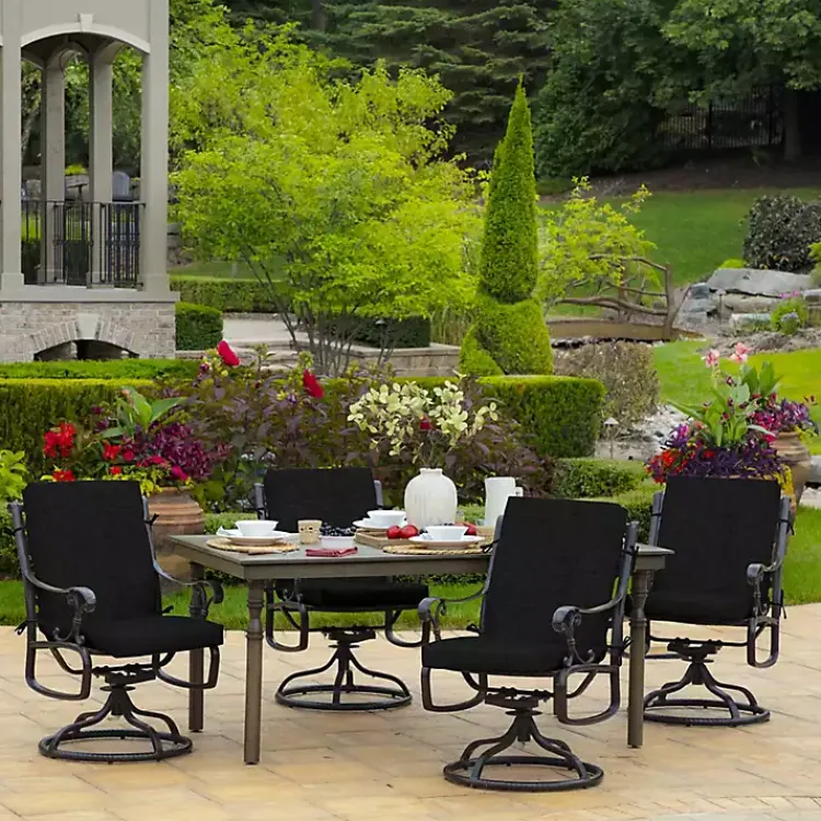 Kirklands Home Outdoor Cushions & Pillows|Leala Texture Outdoor Dining Chair Cushion Black