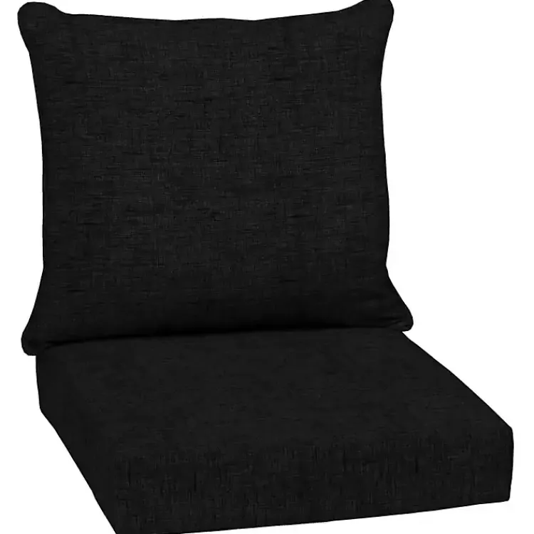 Kirklands Home Outdoor Cushions & Pillows|Leala Texture Outdoor Deep Seat Cushions Black